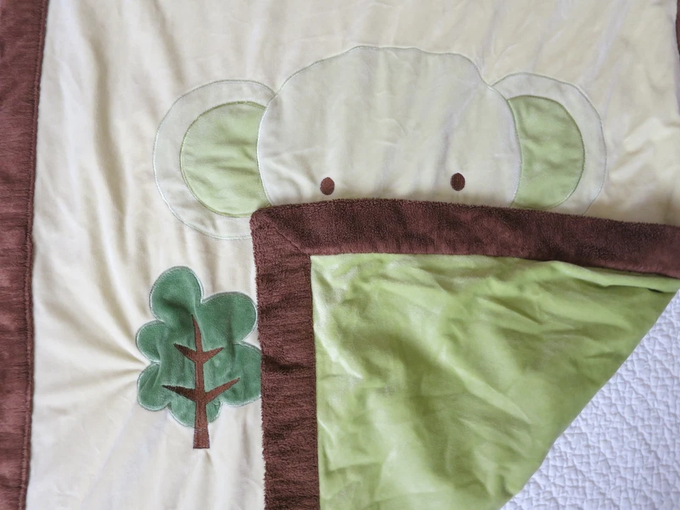 Tiddliwinks Elephant & Tree Green & Brown Plush Baby Boy or Girl Blanket EUC - Image 2 of 3