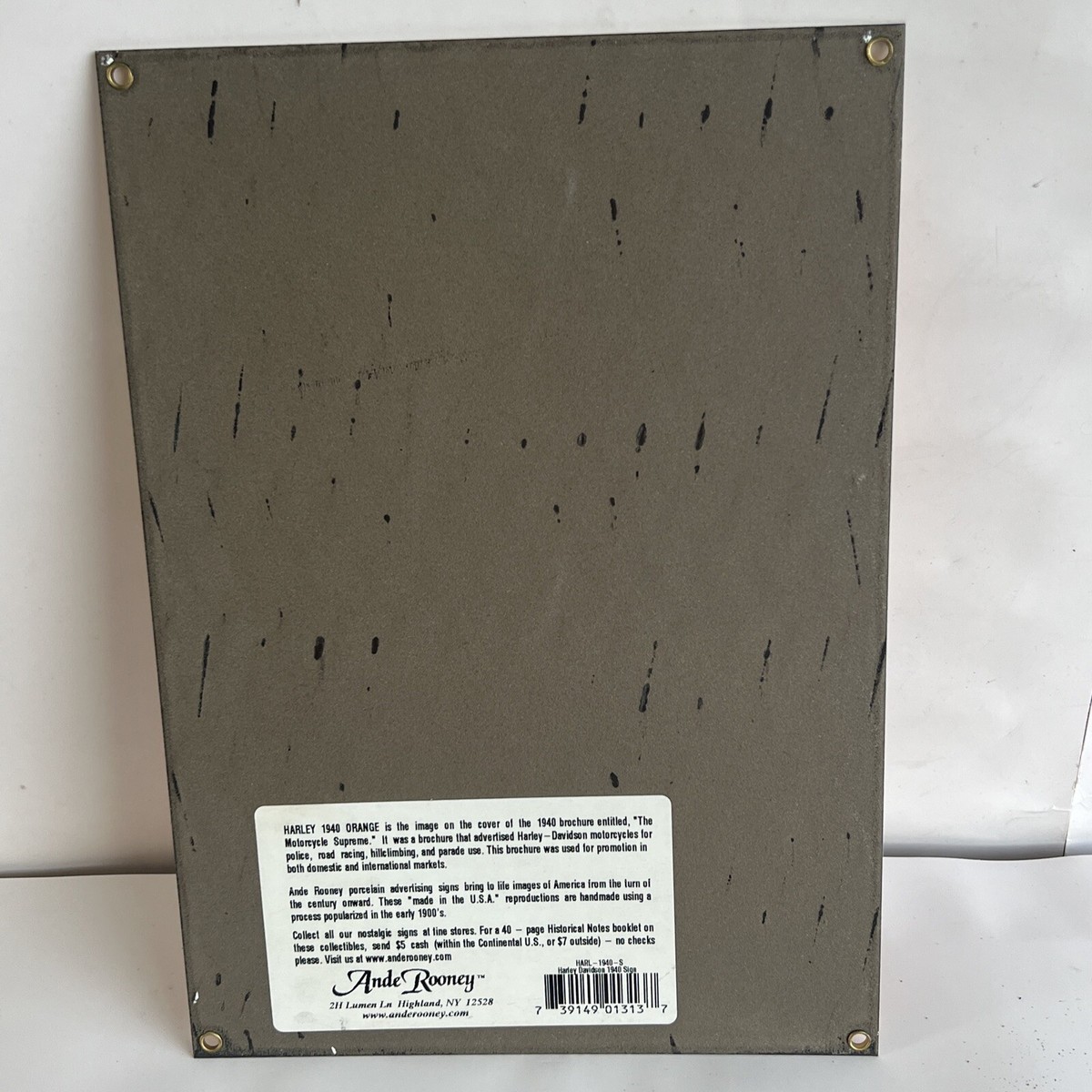 Harley - Davidson for 1940 Orange Porcelain Ande Rooney Sign