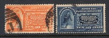 US 1893-95 Special Delivery 2 Stamps FVF Used #E3, E5 CV$63