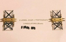  2 Lionel 2322 GG1 replacement 2332P-1 Pantograph with 8 Black Insulators