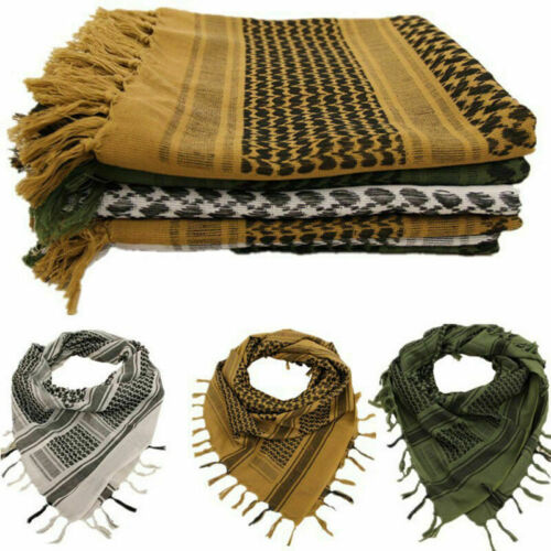 Cotton Palestinian Shemagh Freedom Scarf Keffiyeh Head Wrap Black Olive Green - Afbeelding 1 van 10