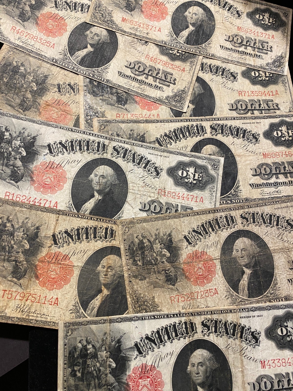 1917 $1 Sawhorse One Dollar Note Bill Large Size Legal Tender Estate Lot Rare ✯