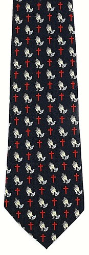 Prayers & Crosses Men's Necktie Pray Religious Christian Prayer Blue Neck Tie - 第 1/3 張圖片