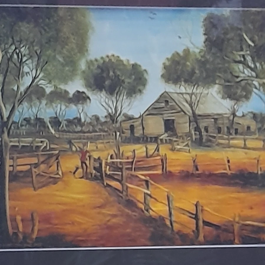 Impresión Kevin Charles "PRO" HART 1983 ''Shering Shed Man with Dog' enmarcada Foto 4 de 4