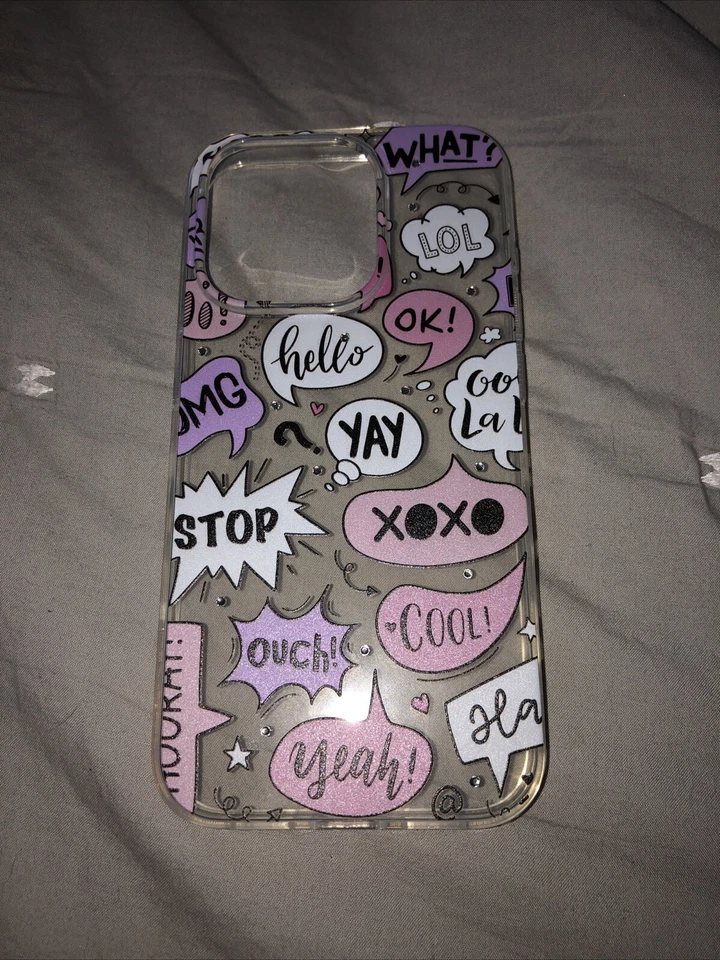 Funda de teléfono de cristal cristales onomatopeya para iPhone 15 Pro Foto 2 de 4
