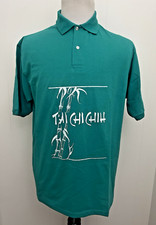 Jerzees Teal T'ai Chi Chih Polo Vintage Men's Shirt Size Large Made in USA