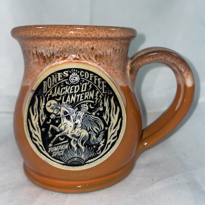 Deneen Pottery Mug Bones Coffee JACKED O LANTERN Pumpkin Spice 2021 Halloween