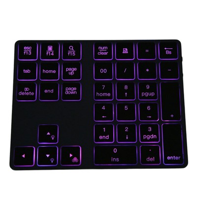 New Wireless Number Pad Mini Ultra Thin 7 Color Backlit 34 Key Numeric Keypad Fo