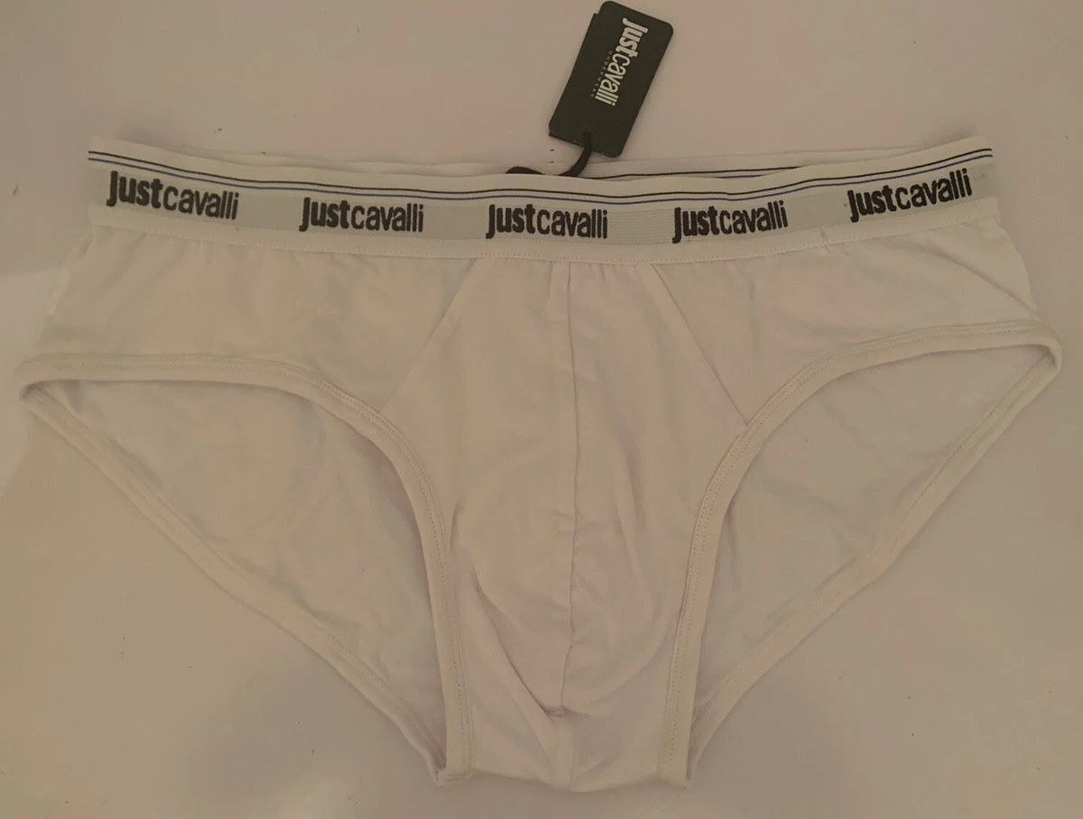 JUST CAVALLI Men's WHITE SLIP BRIEF UNDERWEAR Size XL Authentic Cotton NWD  New