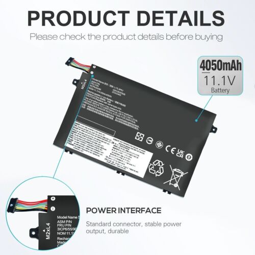 L17L3P51 Battery For Lenovo ThinkPad E480 E485 E495 E580 E585 E490 E590 E595 US - Picture 4 of 12