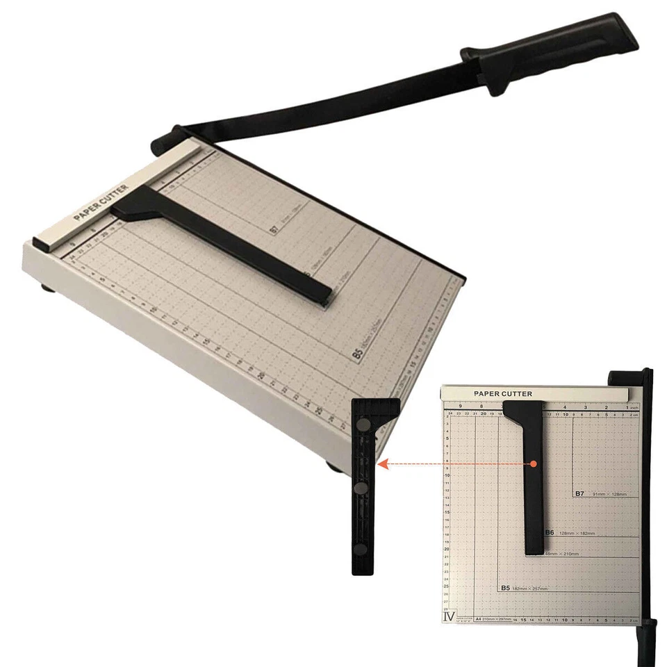 TAGLIA CARTA CUTTER PROFESSIONALE fogli A4 A5 ghigliottina metallo TAGLIERINA - Immagine 2 di 2