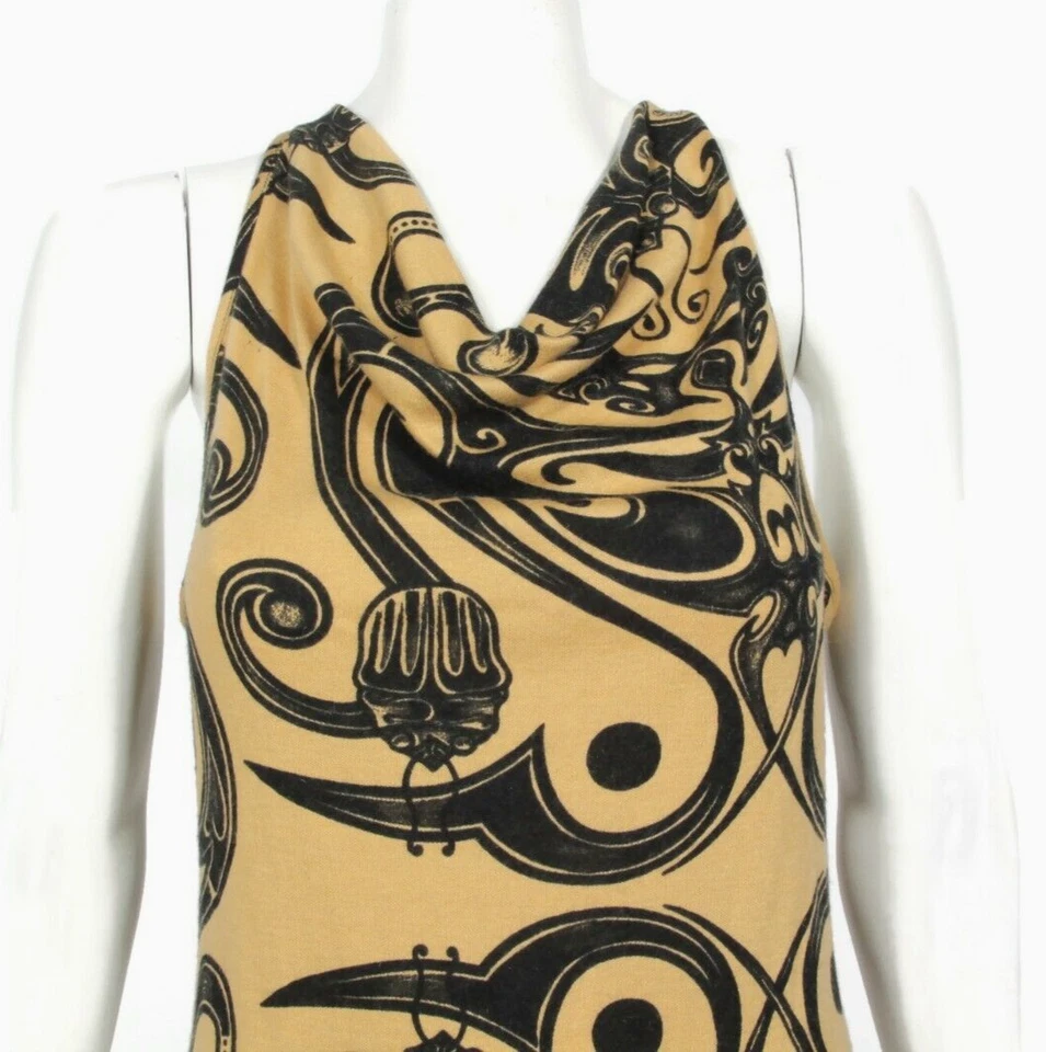 Vintage Y2K Betsey Johnson Franky Tattoo Graphic Sleeveless Cowl Dress sz L /457 - Image 3 of 4