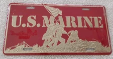 U.S. MARINE License Plate Mitchell Proffitt Red & Gold Car Accesories