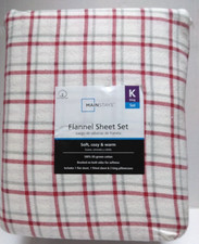 Mainstays 4-Piece Red Plaid Flannel King Sheets Set
