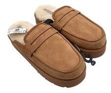 Falls Creek Womens Faux Suede Slip-On Slippers Faux Fur Lining Size L 9-10