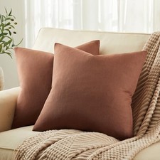 Rustic Cotton Linen Throw Pillow Covers Set 22" x 22" Pack of 2 Terracotta