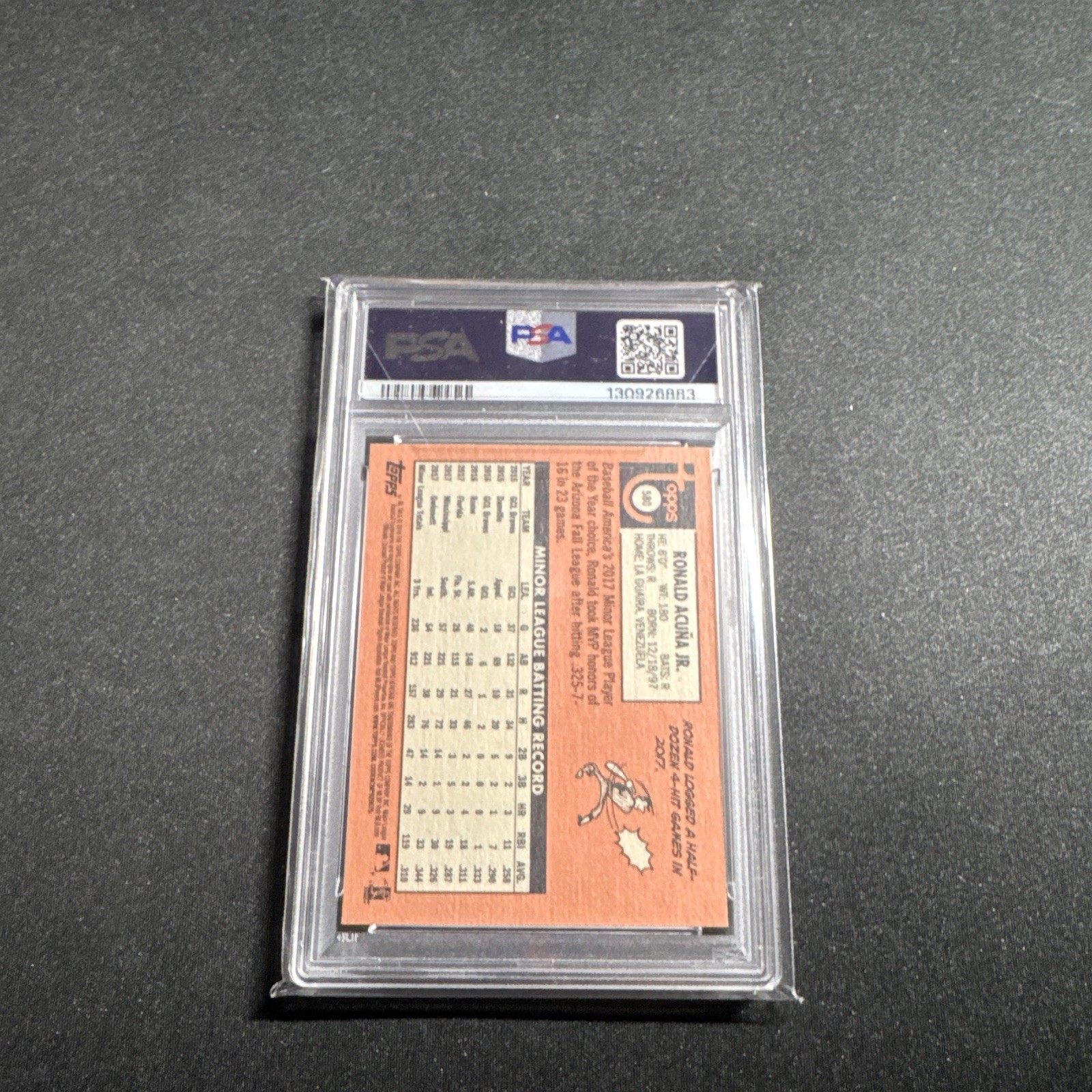 Topps 2018 Heritage Ronald Acuna Jr. Atlanta Braves #580 Rookie PSA 10 view 2
