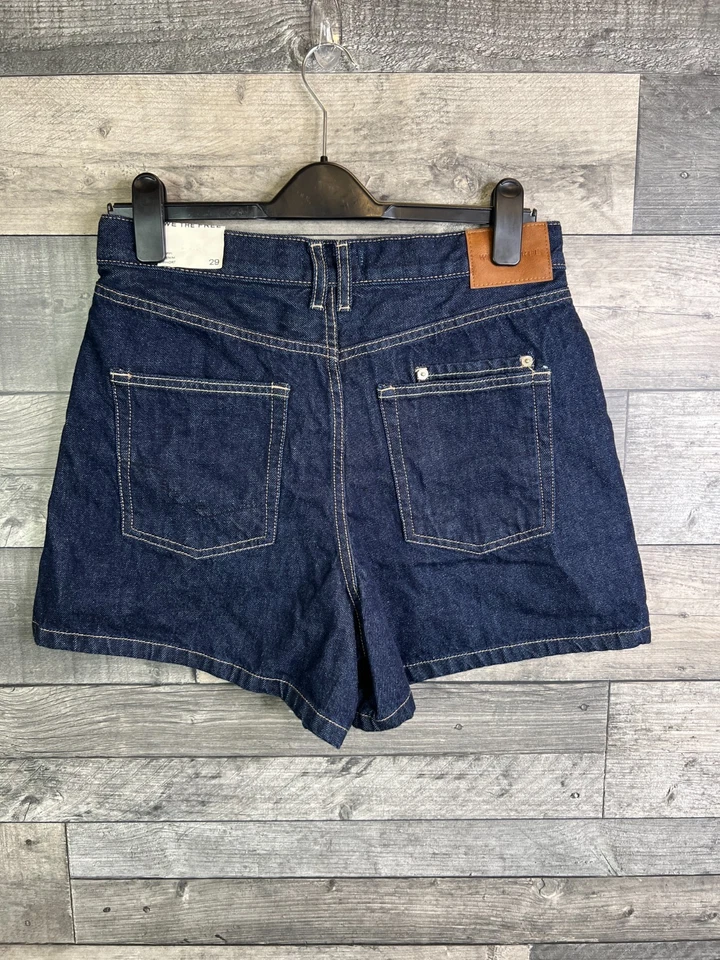 Free People Womens Shorts Size 29 UK 12 Blue Tippi Denim High Waist Boho * - Image 2 of 4