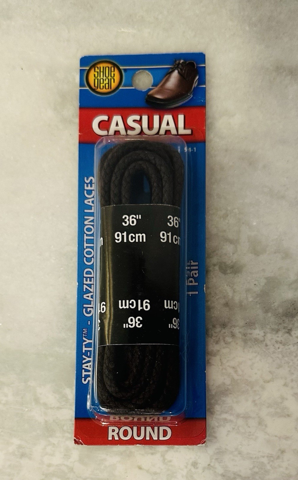 APL Scarpe Gear 36" Nero Cotone Smaltato "Stay‐Ty" Rotondo Lacci Casual Nuovo