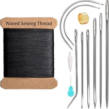 Repair Sewing Kit, Upholstery Needle with 32 Yard Waxed Thread and 8 Pcs