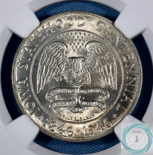 1946 Iowa Commemorative Half Dollar NGC MS66 - Vintage w/Brilliant Luster - Picture 2 of 12