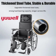 Yuwell H008B Commode Wheel Chair Nuring Wheelchair with Toilet Recliner Chair