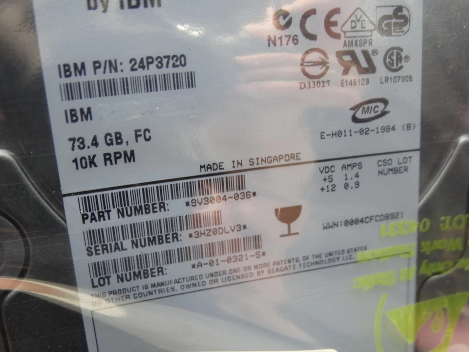 IBM 73GB 8MB Fiber Channel 3.5in ST373307FC Hard Drive 06P5764 24P3720 New - Image 3 of 4