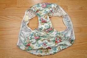 VINTAGE VICTORIA'S SECRET NYLON SHINY SLIPPERY PRETTY FLORAL BIKINI LARGE PANTY