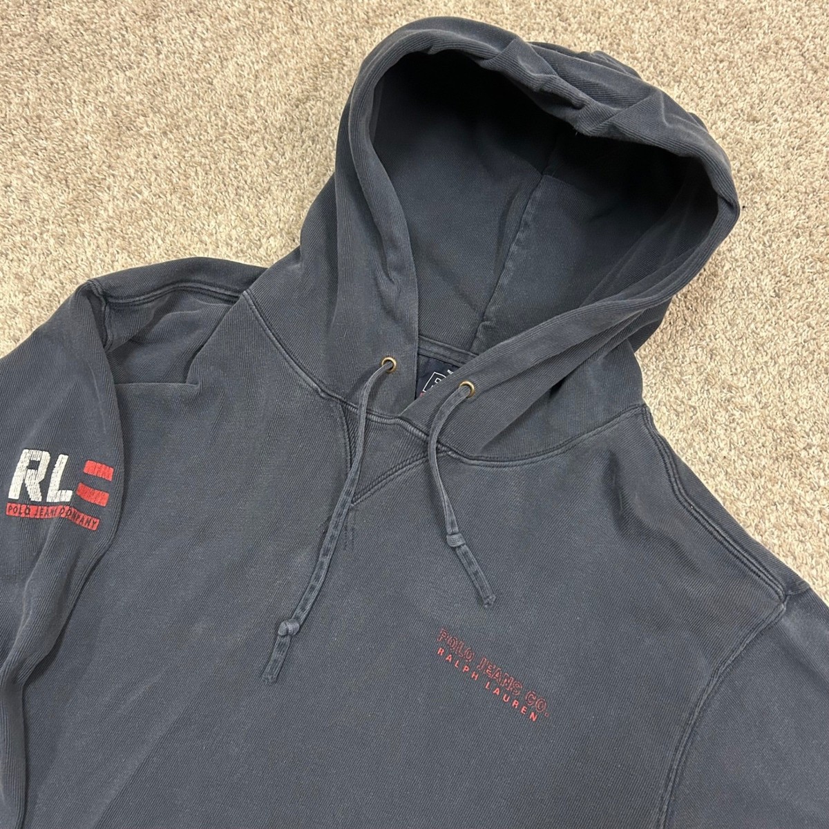Polo Ralph Lauren Hoodie Polo Jeans Co XL Navy Blue Vintage 