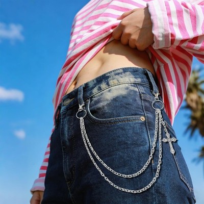 Wallet Chain Pants Chain for Women Men Double Cross Pocket Chains