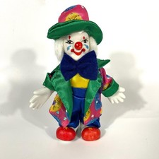 Vtg Psychedelic Floral Clown Doll Porcelain Colorful Sequin Posable Whimsy NWOT