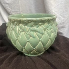 Vintage McCoy Planter Quilted Leaf/Berries Green 1930-Well loved