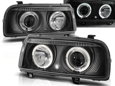 Headlights for VW Vento 1992 1993 1994 1995 1996-1998 VR-1667 Angel Eyes Black