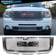 Fits 07-13 Gmc Sierra 1500 Denali Front Bumper Upper Hood Grill Grille Chrome