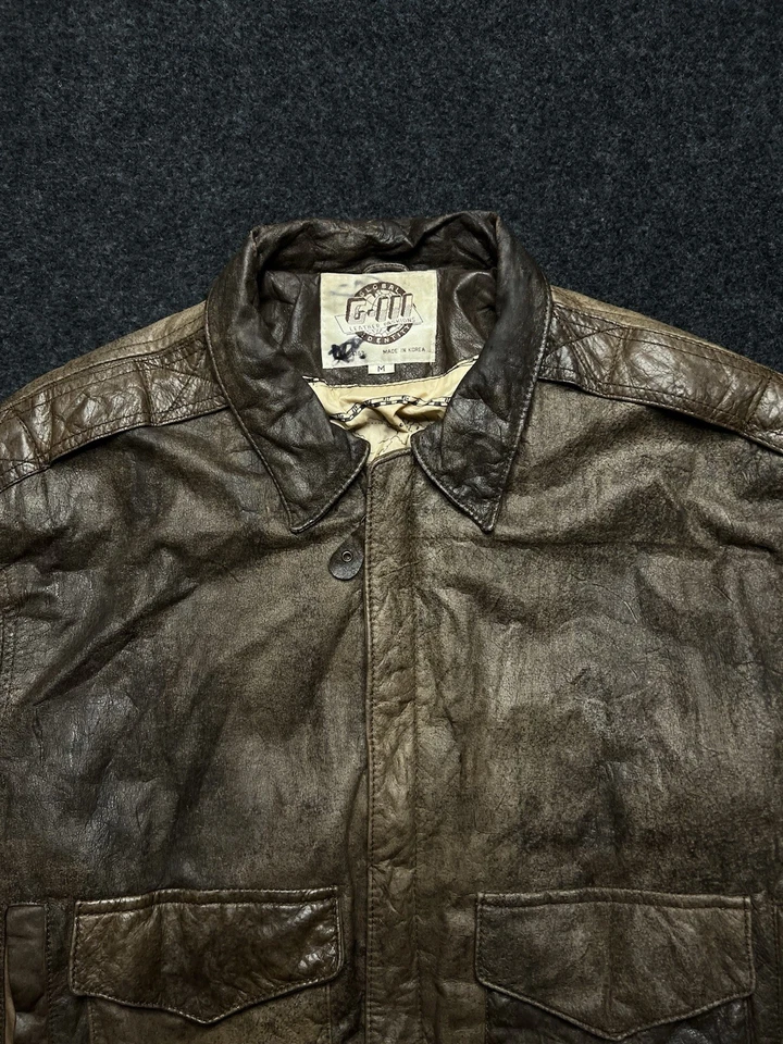 Chaqueta de Bombardero de Vuelo Auténtica de Cuero Años 90 G-lll Marrón Desvanecido Rara Hombres Talla M Foto 4 de 4