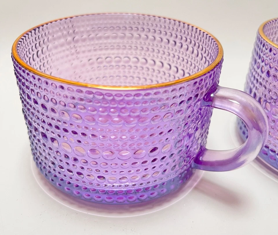 Cupcakes y Cachemira Juego de 2 Piezas Púrpura Hobnail Taza de Café de Gran Tamaño Taza 3"x4" Foto 2 de 4