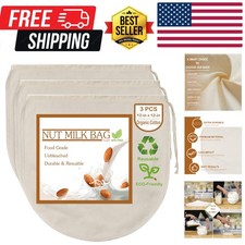 3 PCS 12"x12" Nut Milk Bags - 100 Unbleached Cotton Cheesecloth, Reusable Fo...