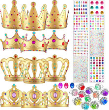 12 Foam Princess Tiaras, 928 Gem Stickers, 12 Gem Rings for Craft Making Kits