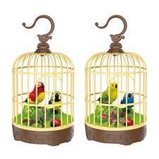 Chirping Bird in Cage Bird Swing Toy Realistic Control Birdcage Singing Desktop