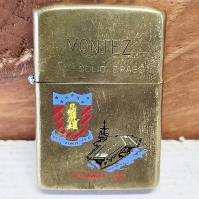 USS Ranger CV-61 Solid Brass Zippo 1984 Engraved Name Color Emboss