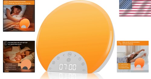 Adjustable Sunrise Alarm Clock for Heavy Sleepers with Nature Sounds & FM Radio - Picture 2 of 9
