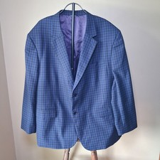 Oak Hill Men  s Blue Plaid Sports Coat; Size 3XL 54R/56R