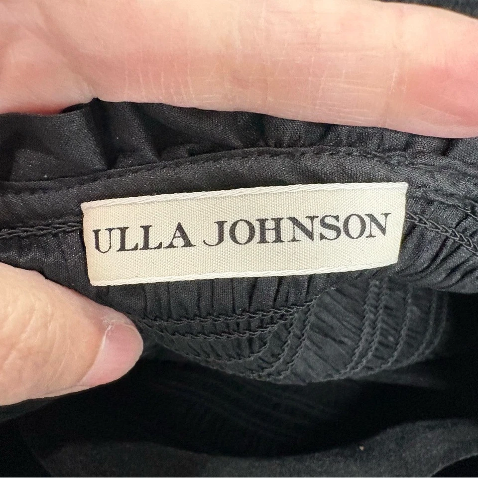 Ulla Johnson Black Aurele Smocked Puff Sleeve Mini Dress Sz 4 Womens LBD - Image 4 of 4