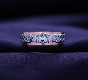 Authentic Claddagh Symbol of Love Loyalty Ring 14K Rose Gold Plated 925 Sterling Silver