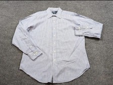 Polo Ralph Lauren Shirt Mens 16.5-34/35 Blue Stripe Cotton Andrew Classic Fit