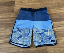 Abercrombie Fitch Blue Tropical Leaf Boys Swim Trunks Size 15/16