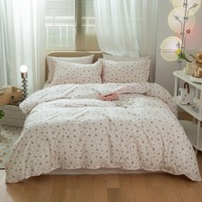 Vintage Floral Comforter Set Full Size Garden Style Pink Floral Bedding Set A...