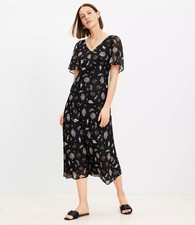 LOFT Ann Taylor Seashell Metallic Clip Flutter Sleeve Midi Dress NWOTSize 4 $110