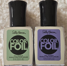 2 Sally Hansen Color Foil Nail Polish Sky-Fi Purple Cutting Hedge Green