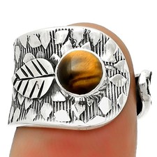 Adjustable - Tiger Eye - Africa 925 Sterling Silver Ring s.6.5 Jewelry R-1319